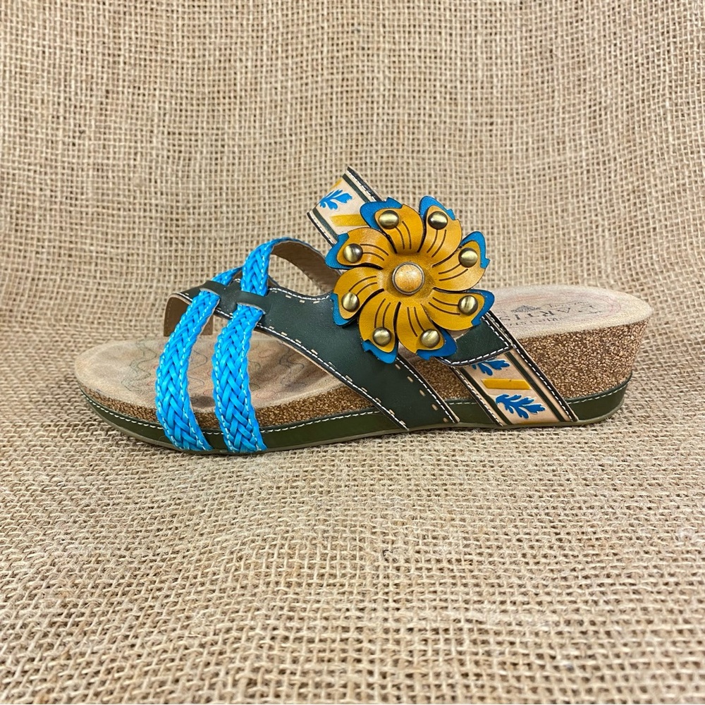 🛑SOLD🛑 Spring Step sandals floral boho leather multicolor brown strappy 7.5 - Picture 3 of 11